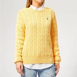 Polo Ralph Lauren Women's Yellow Cable Knit Sweater Size M